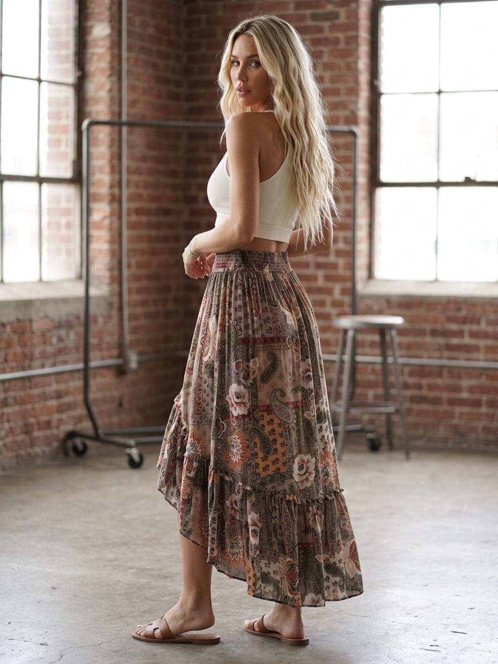 NWT Angie Boho Festival Slit Maxi Skirt - Picture 4 of 4